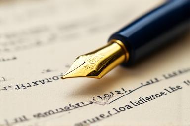 Close up of a signed legal contract with a fountain pen